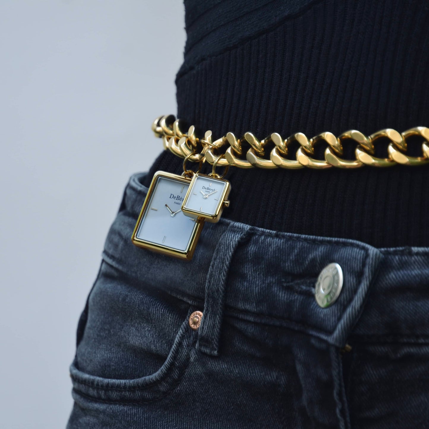 Ceinture Montre bijou femme DeBéryl fabriquée sur-mesure à la main Paris en acier inoxydable