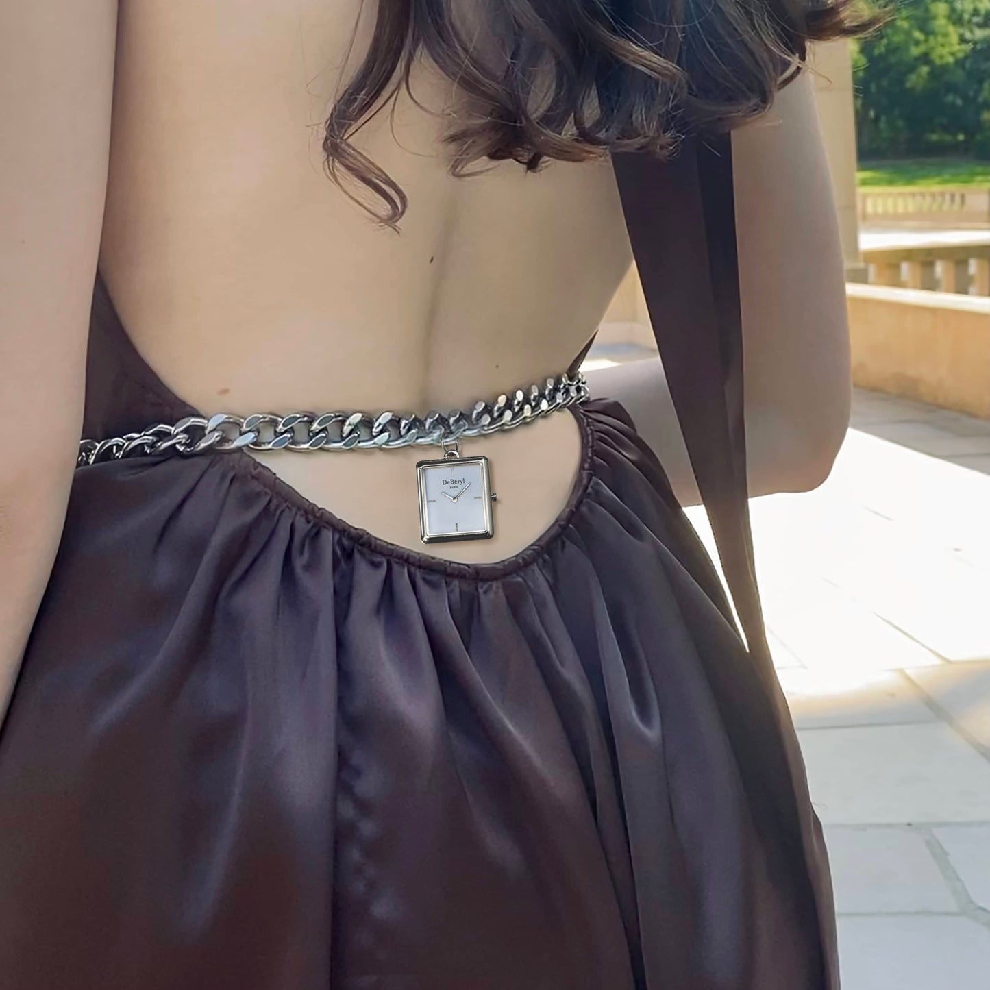 Ceinture Montre femme DeBéryl fabriquée sur-mesure à la main Paris en acier inoxydable