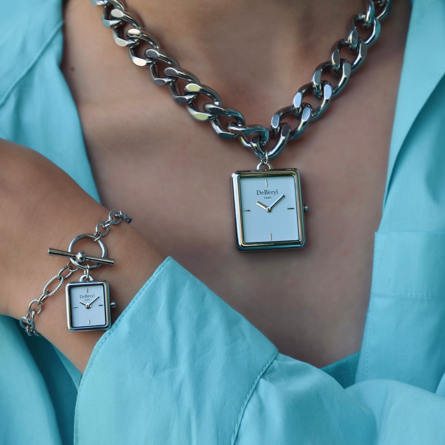 Montre bijou luxe fabriquée sur-mesure à la main Paris en acier inoxydable argent