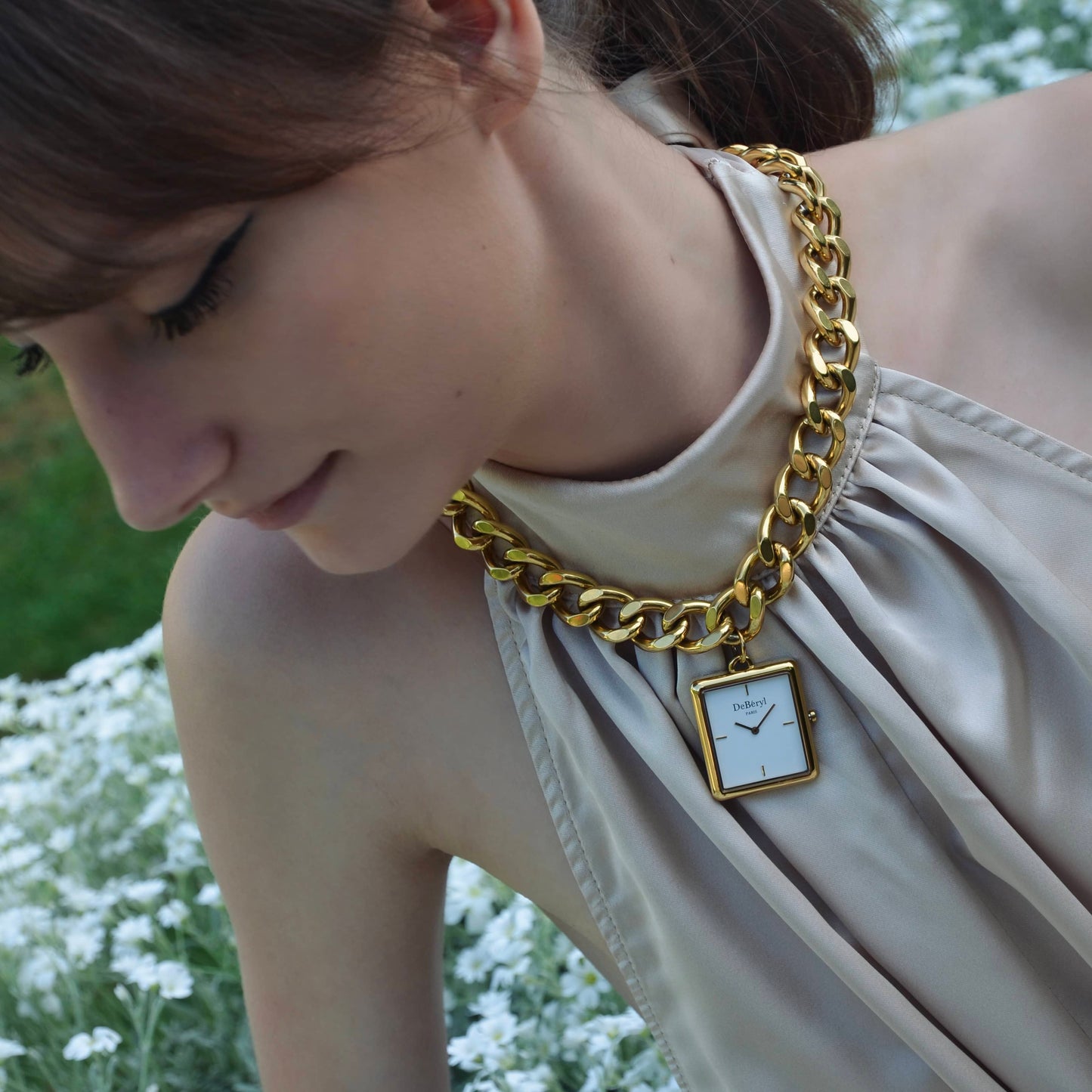 Collier montre original luxe qualité élégant DeBéryl assemblé à la main en France en acier inoxydable