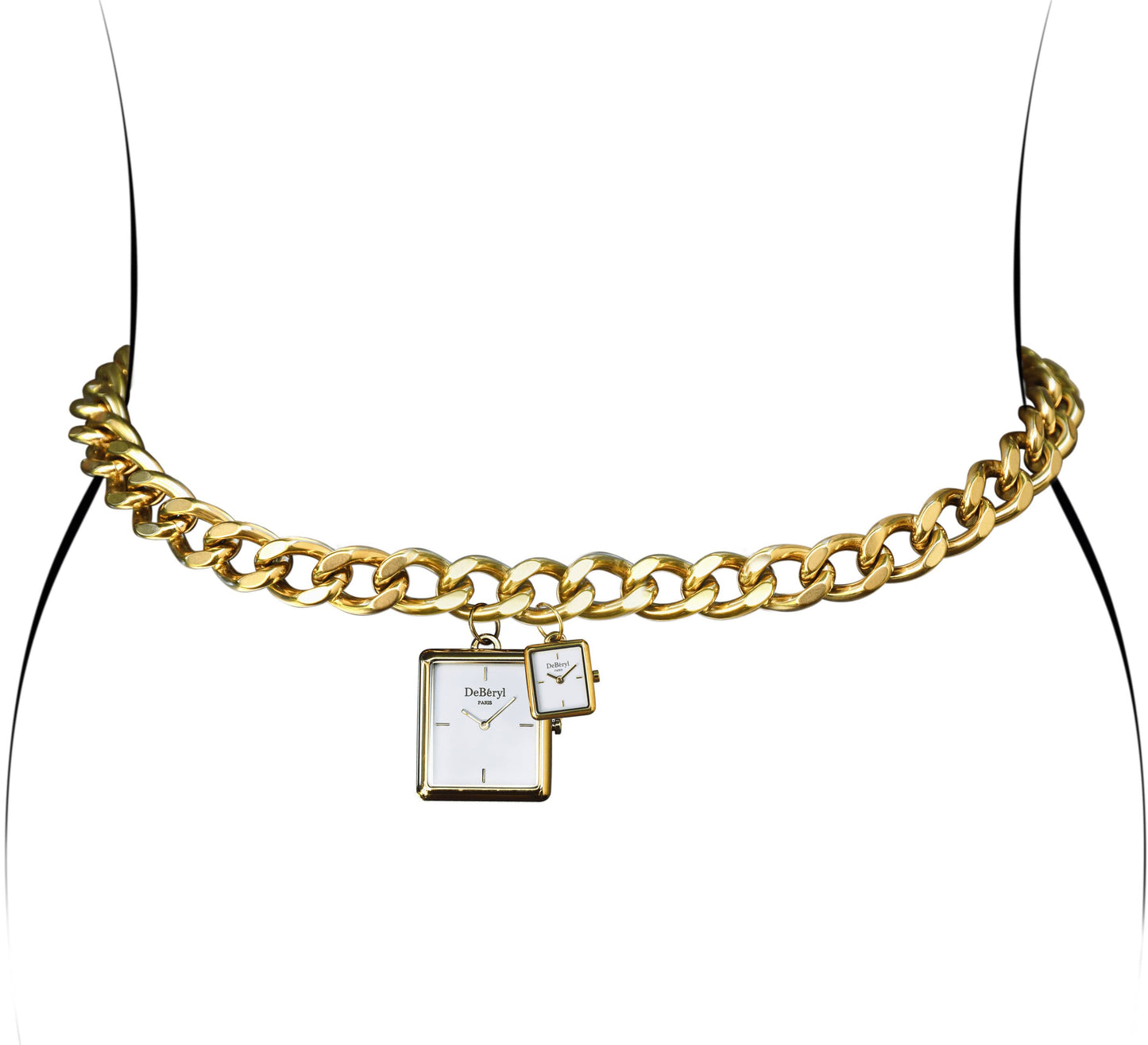 Ceinture montre original extravagant grosse chaine acier inoxydable doré luxe qualité fabriquée à la main France résistant eau créateur style Gucci cher