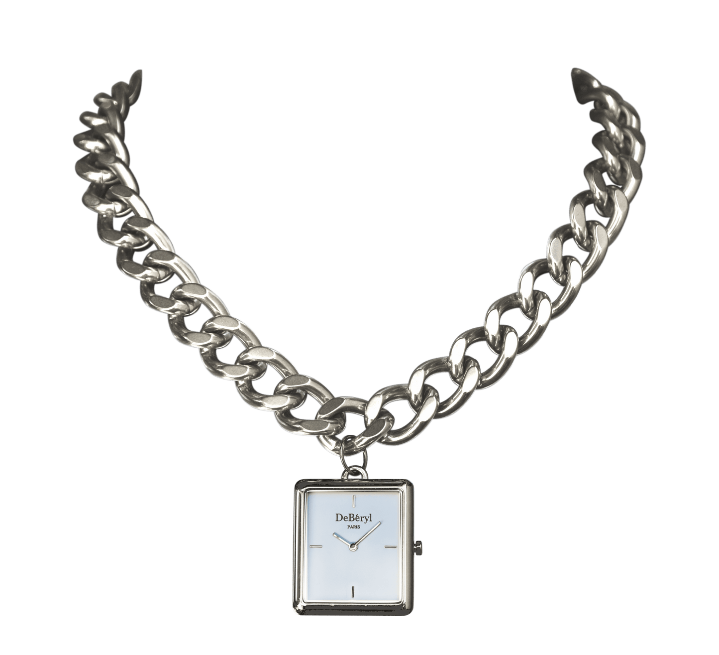 Beau collier montre acier inoxydable qualité fabriquée à la main France résistant créateur