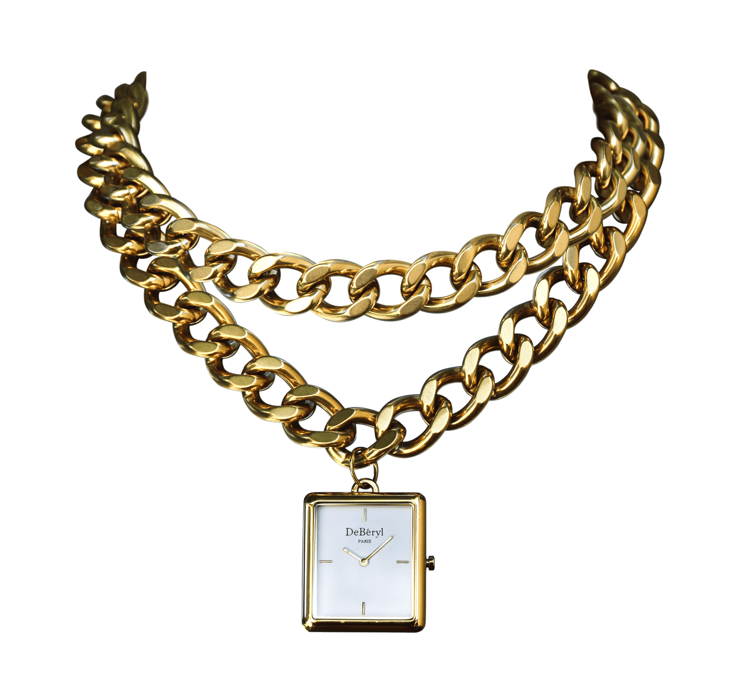 Belle montre collier grosse chaine originale acier inoxydable doré luxe qualité fabriquée à la main France résistant eau créateur