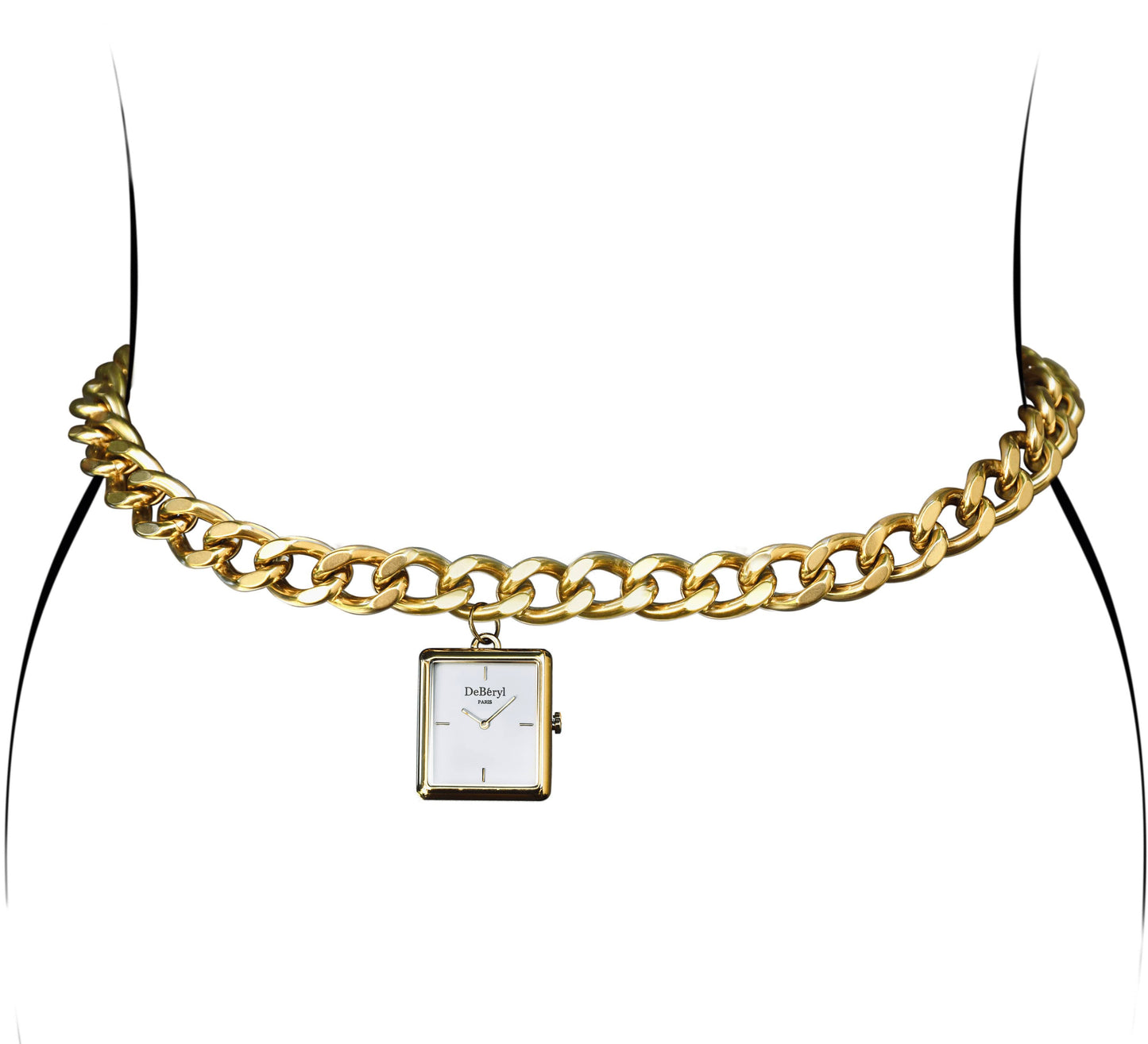 Belle ceinture montre originale grosse chaine originale acier inoxydable doré luxe qualité fabriquée à la main France résistant eau créateur style Gucci