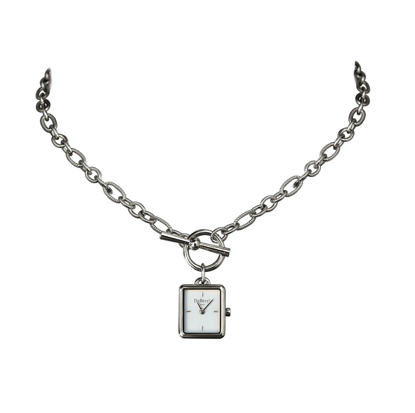 Pendentif original femme chaine fine argenté acier inoxydable DeBéryl assemblé à la main en France petit créateur