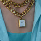 Collier montre originale grosse chaine luxe qualité DeBéryl assemblé à la main en France en acier inoxydable créateur design résistant à l’eau cadeau femme