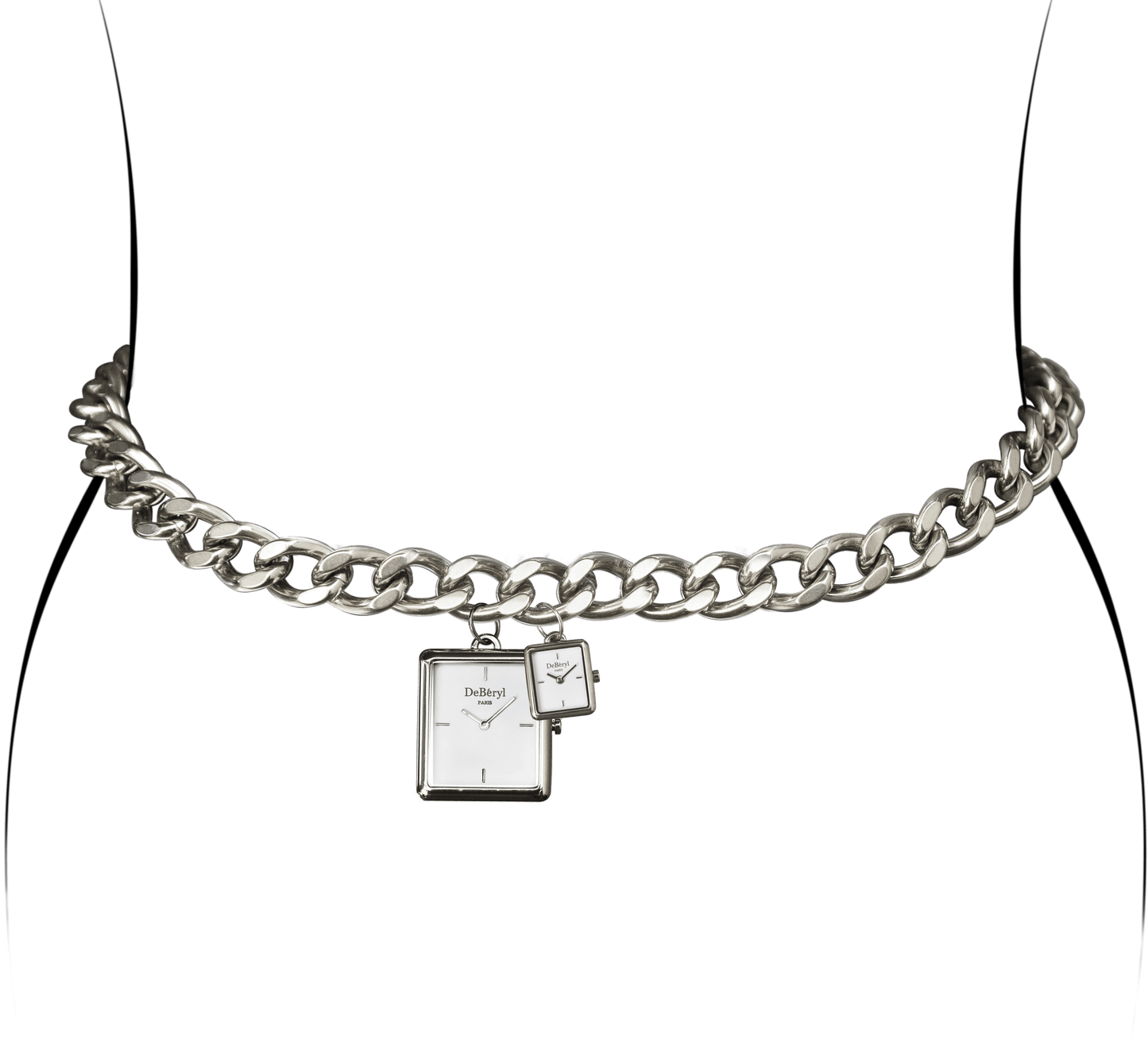 Ceinture montre original extravagant grosse chaine acier inoxydable argenté luxe qualité fabriquée à la main France résistant eau créateur style Gucci cher 