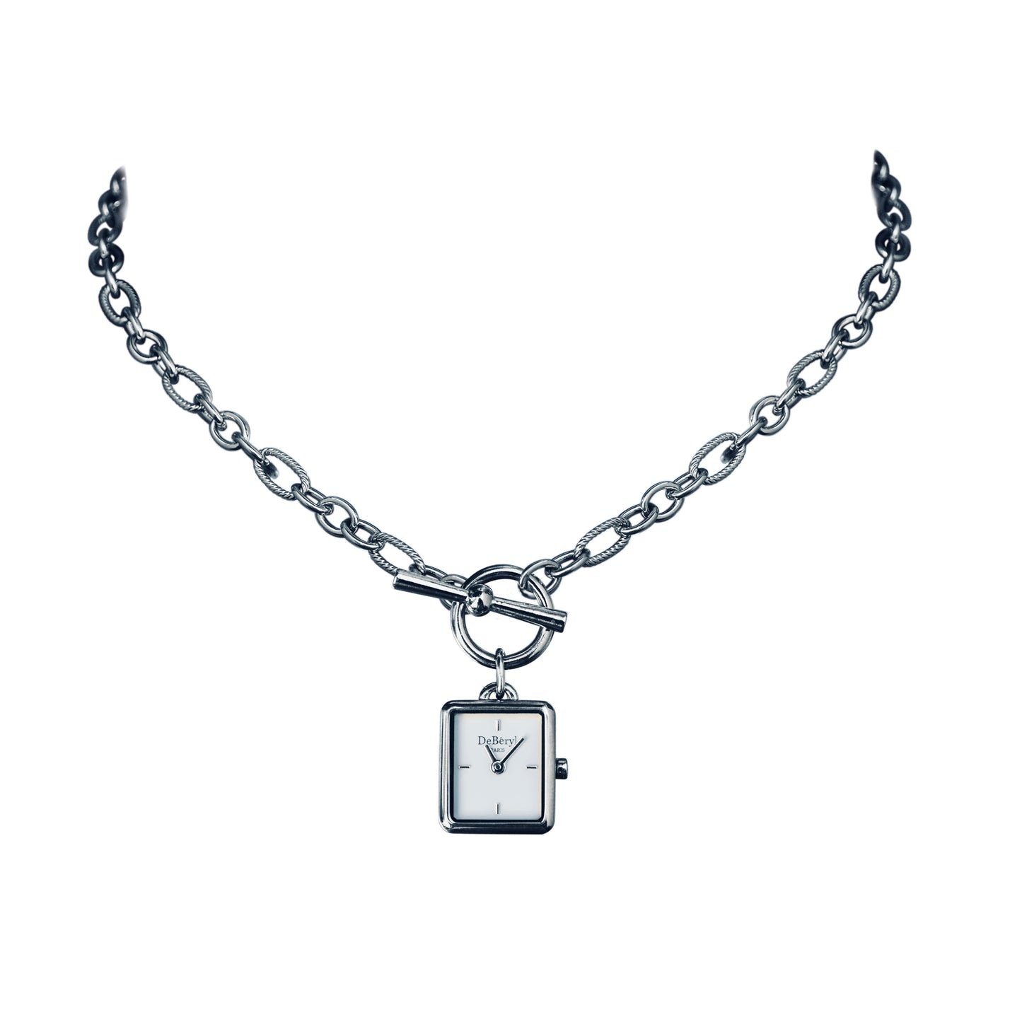 Joli bracelet montre acier inoxydable argenté qualité fabriqué à la main France résistant 