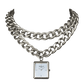 Belle montre collier grosse chaine originale acier inoxydable argenté luxe qualité fabriquée à la main France résistant eau créateur 