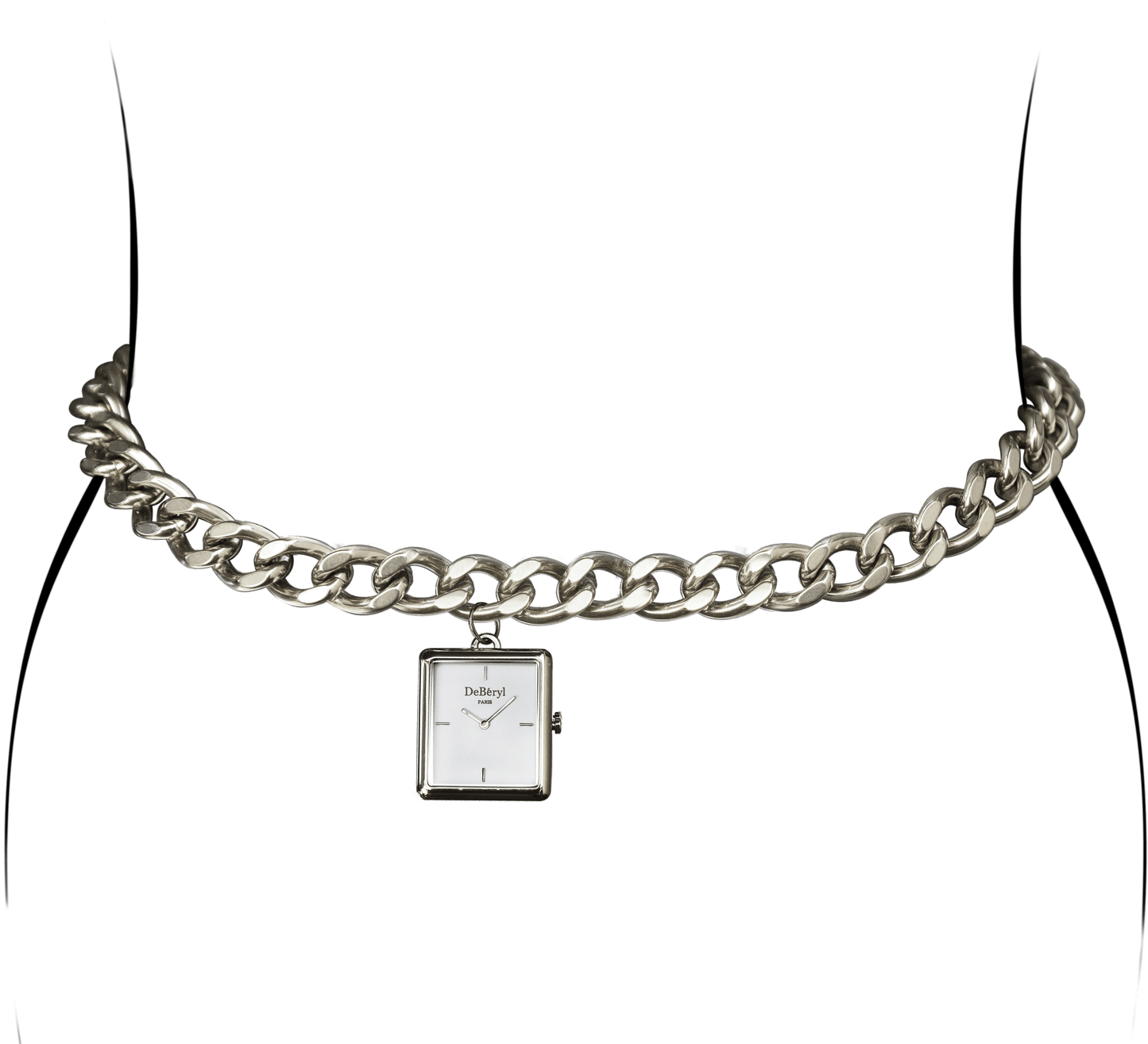 Belle ceinture montre originale grosse chaine originale acier inoxydable argent luxe qualité fabriquée à la main France résistant eau créateur style Gucci 
